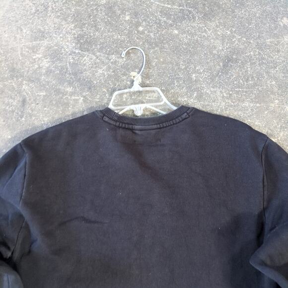 Calvin Klein Crop Top Sweatshirt Womens  L Black Crewneck Embroidered Logo - Picture 4 of 7